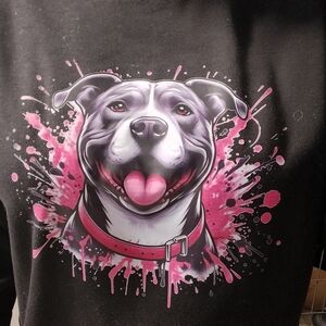 Black and Pink Dog Graphic T-Shirt